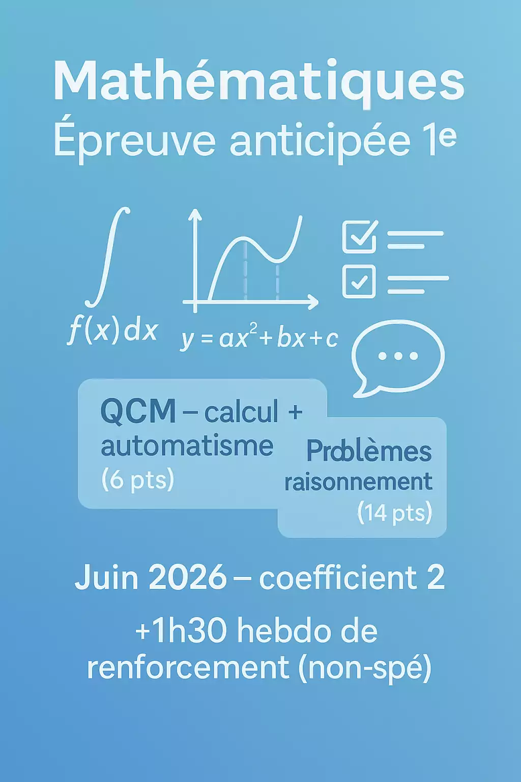 Épreuve anticipée de mathématiques 1ʳᵉ Spé et Non Spé STMG STI2D ST2S programme attendus épreuve EAM sujets corrigés bac annales