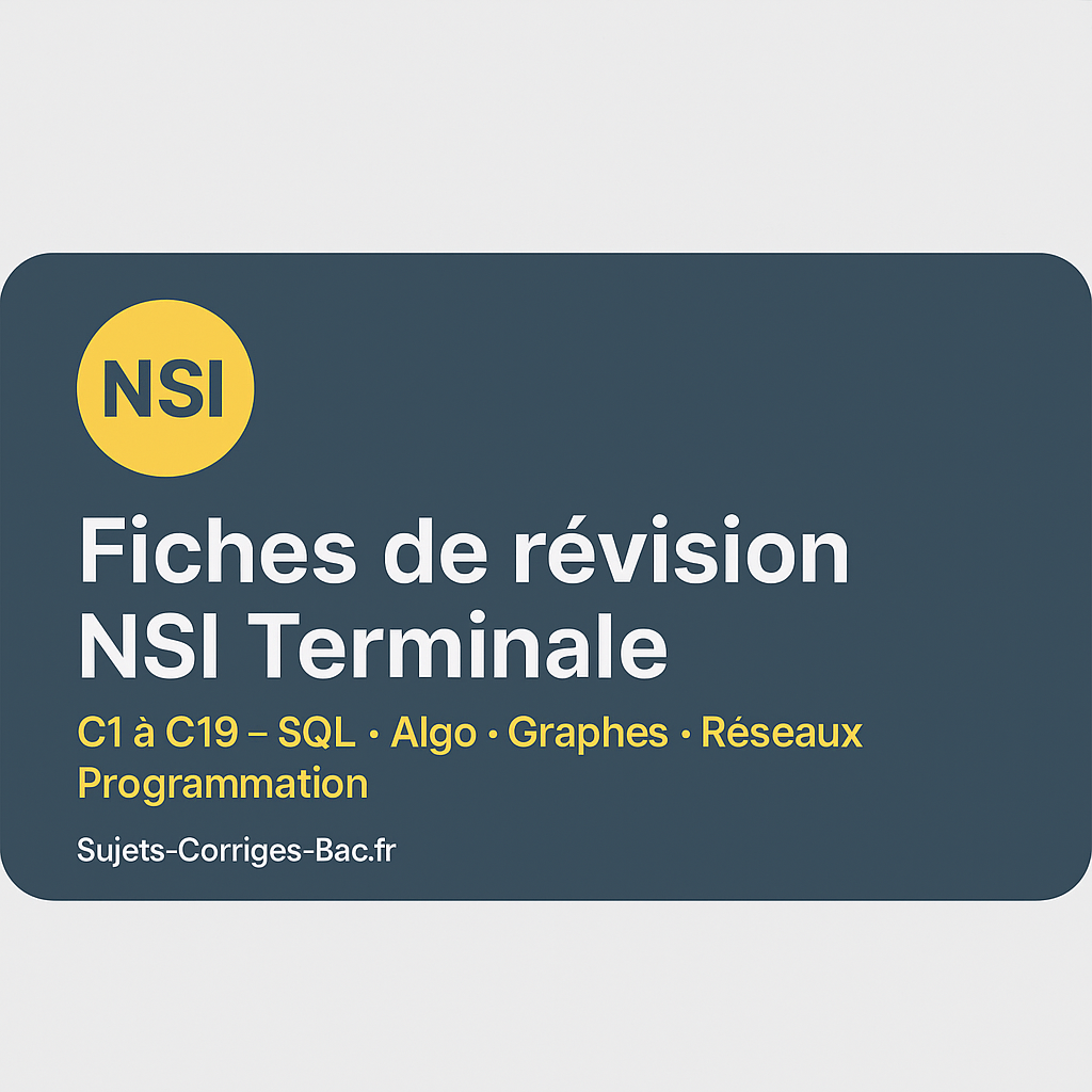 og-nsi-terminale-fiches bac sujets corriges revisions