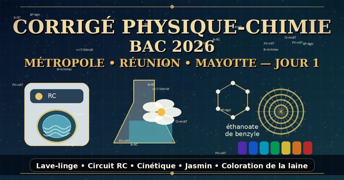 Corrigé Physique-Chimie Métropole Réunion Mayotte 2026 jour 1